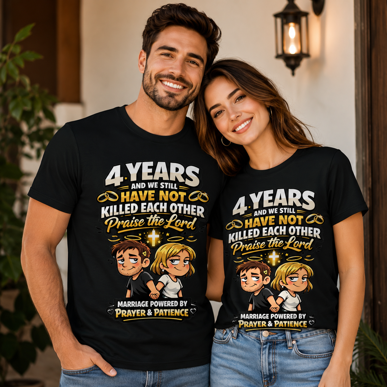 Funny 4 Year Anniversary Shirt | Marriage Prayer & Patience Tee